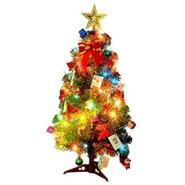 Künstlicher Weihnachtsbaum, outgeek Tannenbaum Christbaum 60cm(24'') grün Weihnachtsbaum klein mit Beleuchtung Multicolor LED und Weihnachtsschmuck (60cm mit LED) - 1