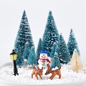 KUUQA 31 Stücke Mini Modell Schnee Frost Bäume Flasche Pinsel Bäume Kunststoff Winter Schnee Ornamente Tabletop Modell Bäume für DIY Wohnkultur Tischdekoration Diorama Modelle - 3