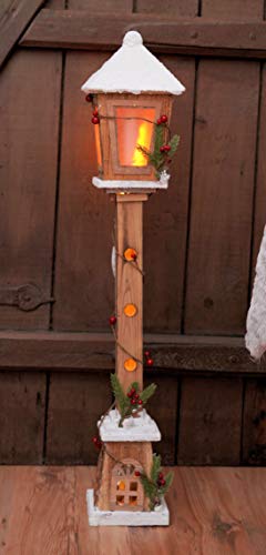 LED Holz Laterne 81 cm - Deko Wegleuchte mit 15 LED - Weihnachtsdeko Stehlampe - 2