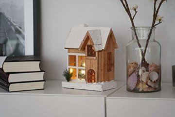 LED Holz Weihnachtshaus 26 cm - Weihnachtsdeko Haus 5 LED - Deko Holzhaus Winterhaus beleuchtet - 2