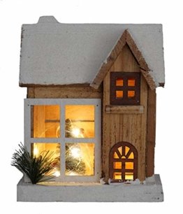 LED Holz Weihnachtshaus 26 cm - Weihnachtsdeko Haus 5 LED - Deko Holzhaus Winterhaus beleuchtet - 1