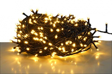 LED Lichterkette mit 500 LEDs – LED: warmweiß/Kabel: grün – für den Innen- und Außenbereich – Weihnachtsbaum Lichterkette (500 LED – 50m) - 