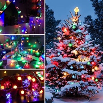 LED Lichterkette Schneeflocken - 6M 40 LED, HIBOER Weihnachten Usb Schneeflocke Lichterketten Warmweiß, Wasserdicht Beleuchtung Stimmungslichter für Garten Weihnachtsbaum Innen Außen - 1