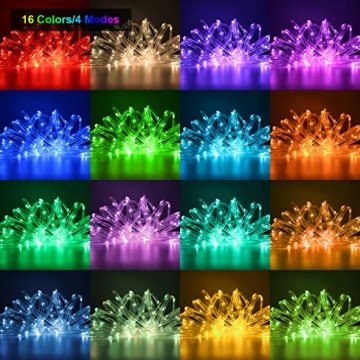 LED Schlauch Lichterkette RGB Außen 10M 100LED Weihnachtsbeleuchtung Wasserdicht Lichtschlauch 16 Farben 4 Modi mit Fernbedienung & Timer, Bunt Lichterkette für Halloween Zimmer Garten Deko - 5