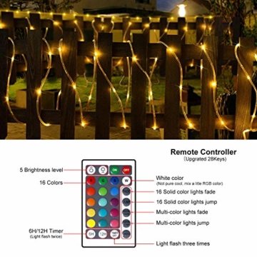 LED Schlauch Lichterkette RGB Außen 10M 100LED Weihnachtsbeleuchtung Wasserdicht Lichtschlauch 16 Farben 4 Modi mit Fernbedienung & Timer, Bunt Lichterkette für Halloween Zimmer Garten Deko - 6