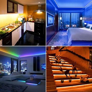 LED Strip 10m LED Streifen, LED Lichtband RGB LED Band 5Mx2 mit Fernbedienung Music-Sync Bluetooth LED Leiste mit App Kontroller, SMD5050 Farbwechsel Led Lichterkette für Zuhause TV Küche Party - 2