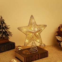 Lewondr Christbaumspitze, Glitzernder Weihnachtsbaum Topper Beleuchtete Funkelnde Stern Weihnachtsbaumspitze Weihnachten Dekoration LED Dekorativ Licht Batteriebetrieb 25.4cm - Gold - 1