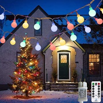 Lichterkette Außen bunt Glühbirnen, 12M 120 LED mit 31V Transformator, 8 Modi Weihnachten Lichterketten für Party Garten Balkon und Innen, Weihnachten, Kinderzimmer, Party, DIY usw, (Mehrfarbig) - 1