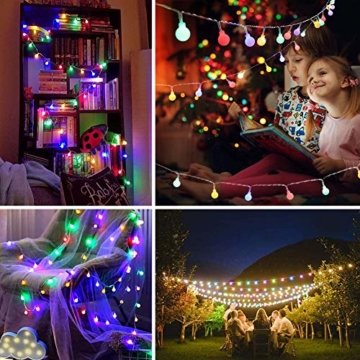 Lichterkette Außen bunt Glühbirnen, 12M 120 LED mit 31V Transformator, 8 Modi Weihnachten Lichterketten für Party Garten Balkon und Innen, Weihnachten, Kinderzimmer, Party, DIY usw, (Mehrfarbig) - 6