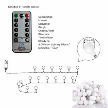 Lichterkette Außen bunt Glühbirnen, 12M 120 LED mit 31V Transformator, 8 Modi Weihnachten Lichterketten für Party Garten Balkon und Innen, Weihnachten, Kinderzimmer, Party, DIY usw, (Mehrfarbig) - 8