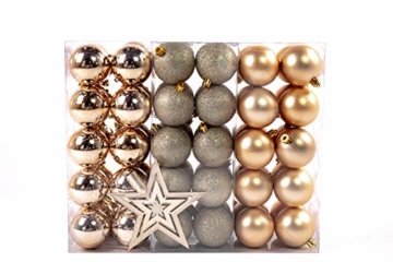 Lifestyle More Weihnachtskugeln Christbaumkugeln Set 61 Teilig Mit Nur Grossen Kugeln O 6 Cm Champagner Inklusive Sternspitze Und Passenden Anhangern Weihnachtsdeko