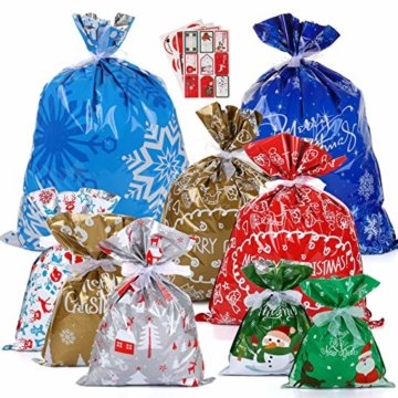 LIHAO 24 x Geschenktüte Geschenkverpackung zum Befüllen Deko Geschenkbeutel Weihnachten Tüte mit Bänder Aufkleber Verschiedene Größe für Party - 1