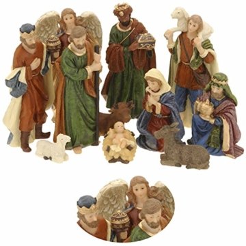 LS-LebenStil Krippenfiguren Set 11teilig Weihnachten Krippe Maria Josef Jesus - 1