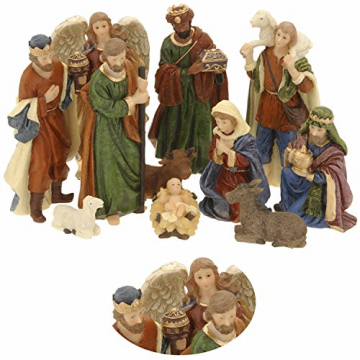 LS-LebenStil Krippenfiguren Set 11teilig Weihnachten Krippe Maria Josef Jesus - 