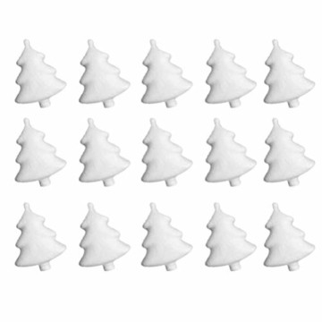 LUOEM Styropor Figur Mini Weiß Weihnachtsbaum zum Bemalen und Basteln Styroporkugeln Christbaum Tannenbaum Miniature DIY Handwerk Weihnachtsanhänger Weihnachtsdeko 24 Stück 7.3cm - 1