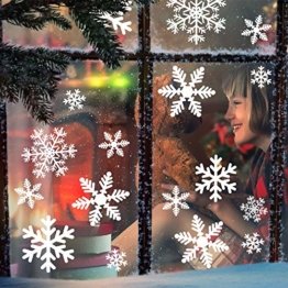 MEIXI 135 Schneeflocken Fensterbilder Weihnachtsdeko Winterdeko Deko Fenster Statisch Haftende PVC Aufklebe für Weihnachts Fenster Dekoration, Schaufenster, Vitrinen, Glasfronten(5 Blatt) - 1
