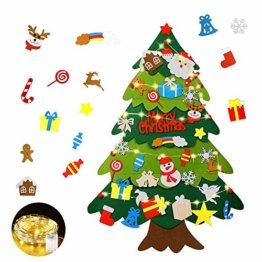 Mgrett Filz Weihnachtsbaum, 32 Stück DIY Filz Weihnachtsbaum, Weihnachtsdekoration Hängendes LED-Lichterkette für Kinder Weihnachten Geschenk,Wandbehang Deko Dekoration - 1