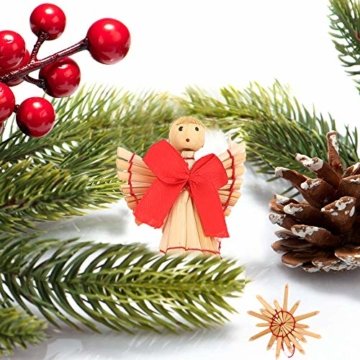 Miamasvin 40-Strohsterne Anhänger Set, Natürlicher Weihnachtsbaumschmuck aus Stroh, Strohsterne Baumschmuck Weihnachtsdekoration Material - 2