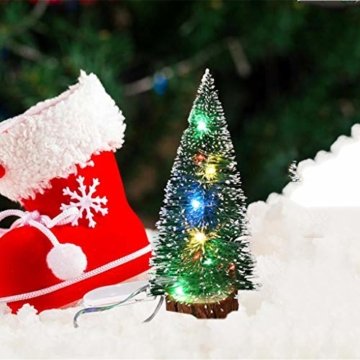 Mini Künstliche Weihnachtsbaum,Colorful Desktop Kleiner Weihnachtsbaum Christbaum Grün Tannenbaum unechter Tannenbaum Künstliche Tanne Schneetannen Deko Weihnachtsdeko (15cm) - 4