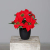 mucplants Künstlicher Weihnachtsstern Poinsettie Rot 29cm im schwarzen Kunststofftopf Kunstpflanze Dekopflanze - 