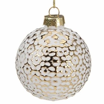 Multistore 2002 12 Stück Weihnachtskugeln Ø6cm 2 Sorten, Weiß und Gold, Glaskugeln Weihnachtsbaumkugeln Christbaumkugeln Christbaumschmuck Baumschmuck Dekokugeln - 4