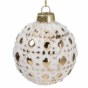 Multistore 2002 12 Stück Weihnachtskugeln Ø6cm 2 Sorten, Weiß und Gold, Glaskugeln Weihnachtsbaumkugeln Christbaumkugeln Christbaumschmuck Baumschmuck Dekokugeln - 5