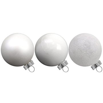 Multistore 2002 42tlg. Christbaumkugeln Set Ø5/5,5/6,5cm Glaskugeln Weihnachtskugeln Christbaumschmuck Baumschmuck Dekokugeln Weiß - 2