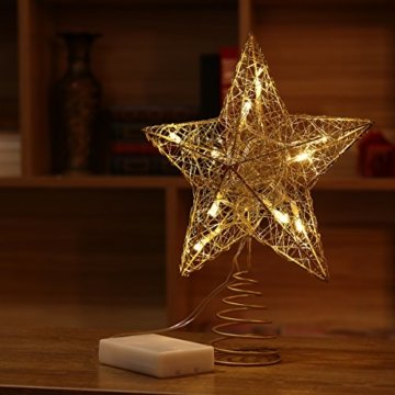 NICEXMAS 9.8 Zoll Goldener Stern-Baum-Deckel mit LED-Lichtern für Weihnachtsbaum-Dekoration - 4