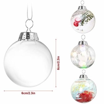 O-Kinee Klar Weihnachtskugeln,16 pcs Befüllbare DIY Christbaumkugeln aus Plastik,Durchsichtige Kunststoffkugeln,Weihnachtskugeln Baumschmuck,Weihnachten Deko zum Befüllen als Christbaumschmuck - 2