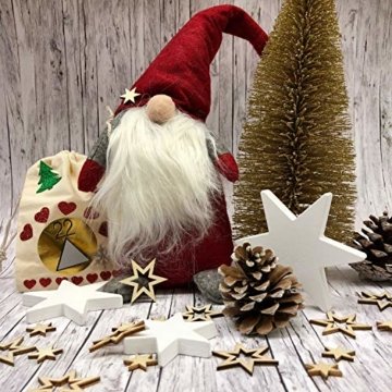 Oblique Unique® Holz Sterne 3er Set Weiß Holzdeko Weihnachtsdeko Tischdeko Weihnachten Echtholz - 5