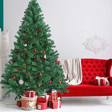 OUSFOT Weihnachtsbaum Künstlich 182cm (Ø ca. 110 cm) 800 Äste schwer entflammbarer Tannenbaum mit Schnellaufbau Klappsysem Material PVC inkl. Metallständer - 4