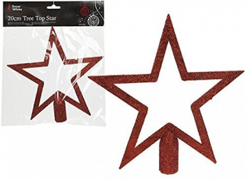 PMS Weihnachtsbaumspitze, 20 cm, glitzernd, Rot - 