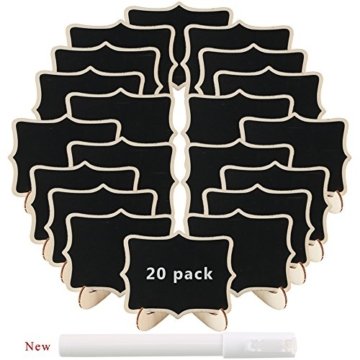 Pulluo 20pcs Mini Tafeln Set Tischkarten Hochzeit Tischschilder Kreidetafel mit Ständer Platzkarten Namen Büffet Schilder für Hochzeit Geburtstag Deko Party Tischdeko - 1