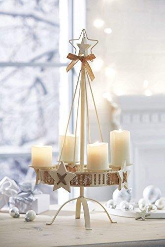 Pureday Adventskranz - Kerzenständer White Christmas - Metall - Weiß - Höhe ca. 57 cm - 2