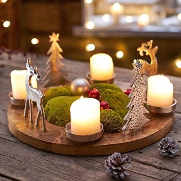 Pureday Weihnachtsdeko - Adventskranz Rentiere - Holz Metall - Braun Silber - ca. Ø 40 cm - 2