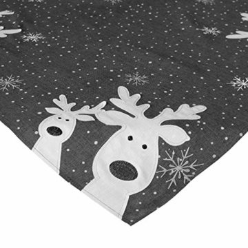 Raebel Tischläufer 40 x 140 cm Stickerei lustiger Elch dunkelgrau-bunt Weihnachten Weihnachtsdeko Weihnachtstischdecke Mitteldecke Tischdeko Tischdecke - 2