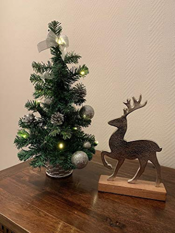 Riffelmacher Geschmückter Weihnachtsbaum beleuchtet 50cm 20258 – Silber – Weihnachtsbaum mit Lichterkette Schleifen Christbaumkugeln - 