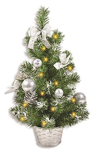 Riffelmacher Geschmückter Weihnachtsbaum beleuchtet 50cm 20258 - Silber - Weihnachtsbaum mit Lichterkette Schleifen Christbaumkugeln - 1
