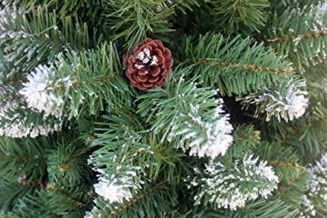 RS Trade HXT 15013 künstlicher Weihnachtsbaum 120 cm mit Schnee und Zapfen (Ø ca. 78 cm) ca. 500 Spitzen, schwer entflammbarer Tannenbaum mit Schnellaufbau Klappsystem, inkl. Christbaum Ständer - 5