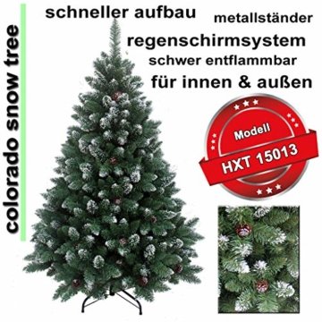 RS Trade HXT 15013 künstlicher Weihnachtsbaum 120 cm mit Schnee und Zapfen (Ø ca. 78 cm) ca. 500 Spitzen, schwer entflammbarer Tannenbaum mit Schnellaufbau Klappsystem, inkl. Christbaum Ständer - 6