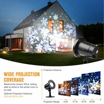 RUNACC Snowflake LED Projector Projektorlampe Außen Projektor Weihnachten Outdoor Snowflake Rotating Projector Snowflake Projektor Wasserdichte Weihnachten Licht Projektor für Outdoor und Innen Deko - 2