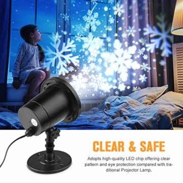 RUNACC Snowflake LED Projector Projektorlampe Außen Projektor Weihnachten Outdoor Snowflake Rotating Projector Snowflake Projektor Wasserdichte Weihnachten Licht Projektor für Outdoor und Innen Deko - 3