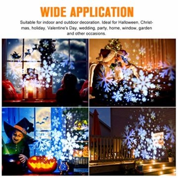 RUNACC Snowflake LED Projector Projektorlampe Außen Projektor Weihnachten Outdoor Snowflake Rotating Projector Snowflake Projektor Wasserdichte Weihnachten Licht Projektor für Outdoor und Innen Deko - 5