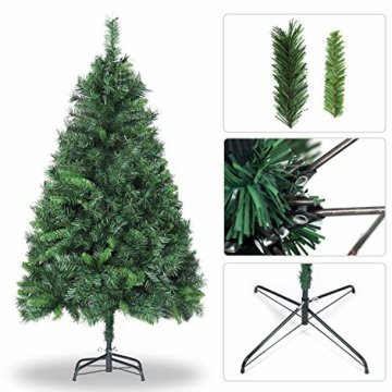 SALCAR Weihnachtsbaum künstlich 150cm mit 408 Spitzen, Tannenbaum künstlich Schnellaufbau inkl. Christbaum-Ständer, Weihnachtsdeko - grün 1,5m - 2