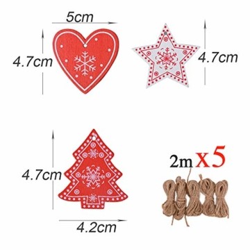 SERWOO 48 Stück Weihnachten Anhänger Holzanhänger Weihnachtsanhänger Dekohänger mit 2Pcs 6 Fächer Aufbewahrungs-Setzbord Weihnachtsbaum Tannenschmuck Christbaumschmuck Weihnachtsdeko Verzierung - 2