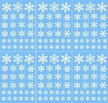 Sinwind 162 Schneeflocken Fensterbild, Fensterbilder Weihnachten Selbstklebend, Winter-deko Weinachts Dekoration, Weihnachten Fenstersticker, Winter Deko Weihnachtsdeko - 6