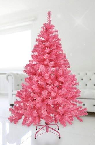 Spetebo Künstlicher Weihnachtsbaum 150cm in rosa - mit Metallständer - 1
