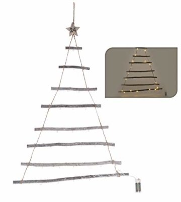 Spetebo Wand Deko Holzbaum 40 LED mit 24 Haken - 100x60 cm - Holz Weihnachtsdeko beleuchtete Hängedeko zum individuellen Dekorieren mit Zierschmuck - 1