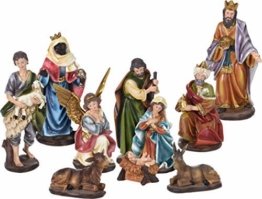 Spetebo Weihnachtskrippe Figuren XXL - 10 Teile - Krippenzubehör Krippe Figur handbemalt - 1