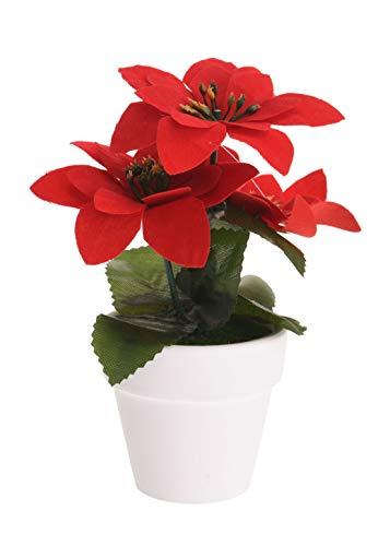 Spetebo Weihnachtsstern künstlich im Topf - 12er Set - Tisch Deko Pflanze künstlich Kunstblume Adventsstern Christstern Poinsettie - 2